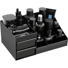 1pc Black Makeup Storage Box With Drawers, Plastic Organizer Rack For Dorm, Skincare & Cosmetics Storage, Vanity Dresser - Black - View 9