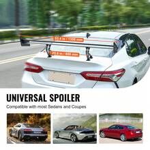 GT Wing Car Spoiler, 53.1 Inch Universal Spoiler With Double Deck, Adjustable Lightweight Aluminum, Car Rear Spoiler Wing, Racing Spoiler BGW/JDM Drift Black - Double Layer Long Bracket Without Holes - View 2