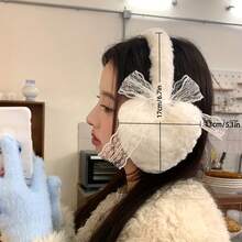 Winter New Japanese Style Cute Lace Bow Warm Headwear Fluffy Ear Muffs Heart-Shaped Earmuffs - Multicolor - View 8