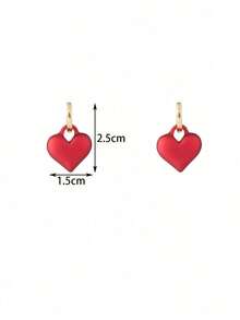 New Arrival Red Heart-Shaped Earrings For Women, Retro Design With Unique Peach-Shaped Earwire Valentine's Day Gift Heart Drop Love Gift For Lovers Gift For My Girlfriend Couple Jewelry Accessories Mom,Mother,Mother's Day,Gift, Heart Drop Love Gift For Lovers - 紅色 - 查看 4