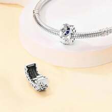 HappyStar 925 Sterling Silver Charms For Bracelets And Necklaces,Combination Dangle Pendants Beads Charms Jewelry Gift For Couples Sisters.(With Spacer Beads) - Kẹp hình ngôi sao và mặt trăng (2 chiếc) - Xem 2