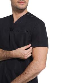 Cimmuovere Men's Short Sleeved Workwear, Breathable Lab Coat, Pet Grooming Salon Outfit, Multiple Pockets Men's Uniform Medical Uniform