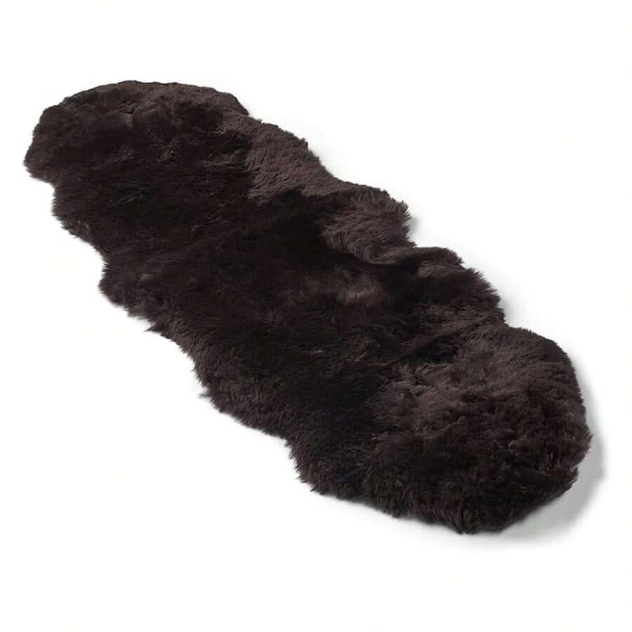 Real Sheepskin Rug 2x6 Ft | Sheepskin Rugs For Living Room And Sofa | Bedside Rugs For Bedrooms | Large Fluffy Rug Is Breathable & Heat-Regulating In Color Chocolate - Multicolor 838 - View 1
