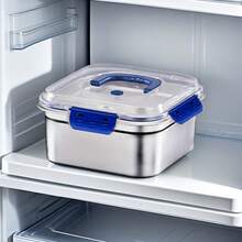 60.87 Oz Extra-Large Stainless Steel Food Storage Container With Blue Lid - Leak-Proof, Reusable, Perfect For Refrigerators And Lunch Boxes, A Kitchen Essential - 1800ml - Xem 3