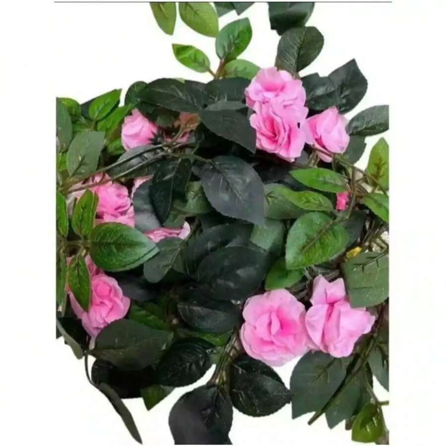 2m Artificial Spring Autumn Flower String Plants Foliage Roses - Baby Pink - View 1