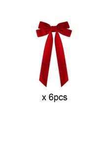 12/6/2/1pcs Red/Beige/Brown/Dark Green/Grass Green/White/Burgundy 7.87 Inch Velvet Bow, Valentine's Day Heart Wreath Decor Bow, Anniversary Heart Wreath Decor Accessory, Candlelight Dinner Decor Accessory, Home Party Decor Bow, Holiday Party Decor Accessory, Photo Prop, DIY Decor, Suitable For Valentine's Day, Anniversary, Candlelight Dinner, Home Party, Holiday Party, Photo Prop, DIY Decor