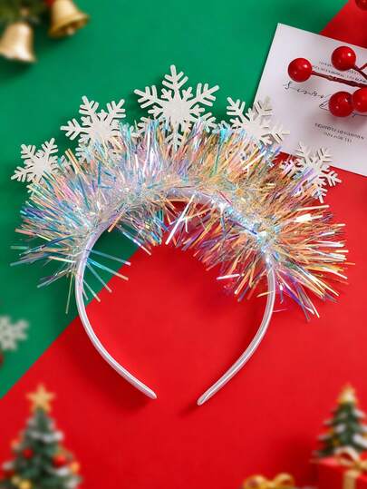 1pc Children's White Snowflake Sequin Decorative Headband Christmas Stage Performance Hair Accessory