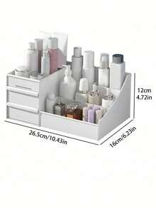 Multi-Functional Makeup Organizer Box With Drawers And Removable Dividers, Desktop Storage Rack For Office Supplies, Makeup Brushes, Lipsticks, Eyeshadow Palettes, Nail Polish, Skincare Products, Great Gift For Women, Christmas Gift - Multicolor - View 2