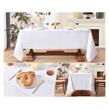 White Table Cloth,6 Pack 90 * 156inch Stain And Wrinkle Resistant Polyester White Table Cloth Rectangle,Decorative Fabric Table Cover For Party,Wedding,Kitchen,Dinning - Multicolor 764 - View 2