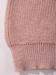 Lightweight Casual Textured Knit Oversized Unisex Sweater, Minimalist Design, Loose Fit Crew Neck Pullover, Suitable For Autumn/Winter - Pink - View 8
