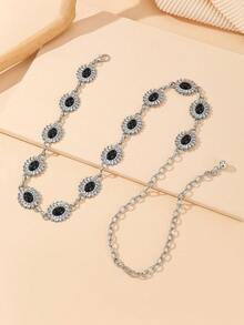 1pc Vintage Metal & Turquoise Fashion Waist Chain, Women's Versatile Dress Belt, Body Jewelry, Christmas Accessory Waist Chain. Suitable For Spring, Summer, Autumn, Winter, Punk Style. - White K - View 4