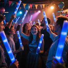 LED Foam Glow Sticks Party Packs - Multi-Color Flashing (Green/Blue/Red/Purple), Easy-Grip Design | Glowing Supplies For Christmas, New Year, Weddings, Carnivals & Concerts - Màu xanh lam - Xem 8