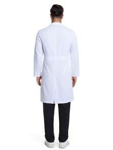 Bata de laboratorio/bata para hombre, con cuello con solapa y múltiples bolsillos con frente abierto, uniforme médico para hombres