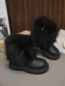 1 par de botas lindas y de moda para niñas, botas cálidas para la academia y exteriores, botas casuales para todas las estaciones, otoño/invierno