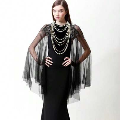 Multi-layer high-end pearl necklace temperament versatile sweater chain high-end long earring set