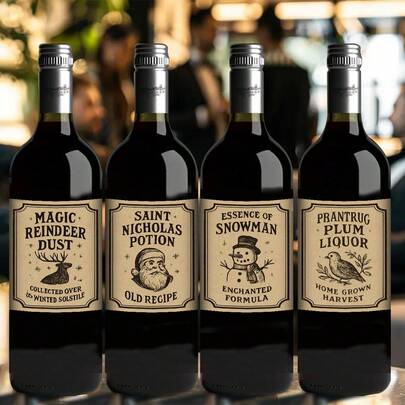 12 Pezzi Etichette vintage per Bottiglie Natalizie, Decorazioni per Bottiglie di Pozioni Natalizie, Etichette per Bottiglie di Vino, Adesivi Natalizi da Regalo, Adesivi Velenosi Inquietanti per Barattoli, Forniture per Feste, Decorazioni Gothic, Adesivi Vintage