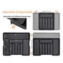 Piorlado Cutlery Drawer Organiser Large, Expendable Cutlery Tray,6-9 Compartment, Utensil Drawer Organiser For Kitchen Spoons Forks Knives, Black - Black - View 7