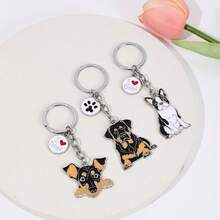 1 Pc Metal Alloy Rowena Bullfighting Drip Oil Keychain Cute Dog Pet Keychain Car Keychain Men's And Women's Gifts Boyfriend Birthday Gift Animal Keychain Handbag Pendant Accessories Dog Keychain Holiday Gift Animal