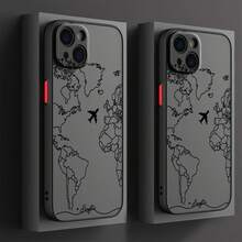 1pc Airplane Map Personalized Soft Protective Phone Case, Shockproof, Fashionable, Compatible With Iphone 16, 15, 14, 13, 12, 11, 17 Pro Max - Multicolor - View 3