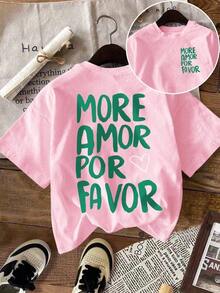Women's Casual Graphic Short Sleeve T-Shirt, Streetwear Style, Cute Summer Top, ChristmasPrinted Round Neck Short Sleeve Women's Tee - Daily Casual, S - 粉紅色 2 - 查看 4