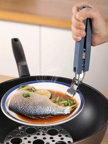 Stainless Steel Anti-Scald Bowl/Plate Clip, Non-Slip Kitchen Tool For Steamed Vegetables, Meatballs, Etc. - Dark Blue - View 3