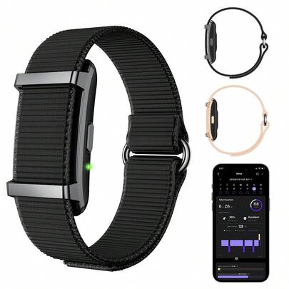 Bracelet connecté intelligent, tracker d'activité et de fitness portable /SpO2/ fréquence cardiaque / tension artérielle/ sommeil stress/IP68 étanche pour 120 modes sport, 175mAh, suivi du sommeil 24h, surveillance continue de la fréquence cardiaque, de la tension artérielle et du stress HRV, 170+ modes sport, bracelet connecté avec application gratuite, 2 bracelets noir-or