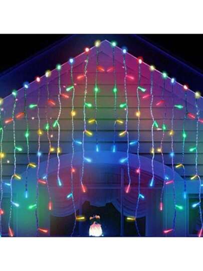 AMAZING VISION 1Pieza Led Cortina carámbano Cuerda Navidad Guirnalda Luz 6m navidad jardín calle exterior decorativo encendiendo