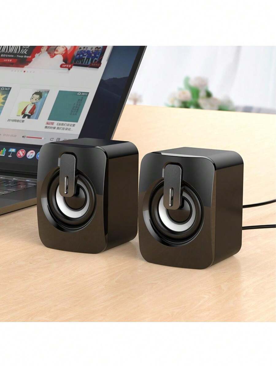 Altavoces para computadora USB de 3,5 mm, caja de sonido para PC, micrófono estéreo de alta fidelidad con luz LED para computadora de escritorio, portátil, teléfono móvil El mejor regalo de San Valentín Gran descuento, precios increíblemente bajos - Negro - Ver 1