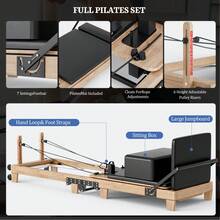 Solid Wood Home Pilates Reformer 91" Foldable Gym Equipment With Adjustable Height, 500LBS Capacity, Jump Board & Anti-Slip Wheels For Total Body Toning - trắng - Xem 5