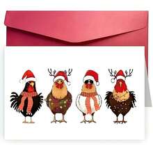 One Fun Santa Claus And Chick Greeting Card - A Cartoon-Themed Holiday Card Suitable For All, Containing The Blessing Of "Merry Christmas," Ideal For Holiday Celebrations. Christmas Cards | Cartoon-Themed Cards | Paper Cards, Christmas Greeting Cards - Multicolor - View 2