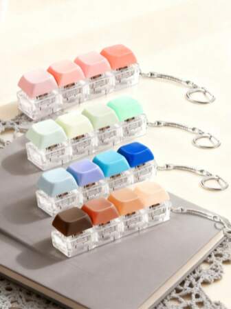 1 Pc Random Keyboard Adult Fidget Toy Clicker Toy 4-In-1 Keyboard Fidget Keychain Cube Mechanical Key Button Clicker Stress Relief Gift For Office School Home To Pass The Time(Gradient Colors)