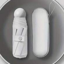 1pc Compact Windproof And Rainproof Five-Fold Pocket Umbrella; Mini Capsule Umbrella; Folding Umbrella; Sun And Rain Umbrella; Black Rubber; Sun Umbrella With Box; Portable Umbrella; Rain Cover; Portable Foldable Sturdy Fiberglass Ribs; Ergonomic Handle; Dual Purpose For Sun And Rain Protection; Outdoor Activities And Travel Umbrella;