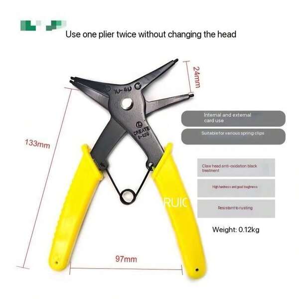 多用途二合一卡簧钳专业手动工具，四向卡簧钳，可更换头，适用于汽车和机械维修 - 其他材料