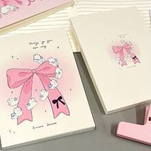 1 cuốn sổ tay A5 trắng sang trọng có thiết kế nơ và thỏ - Bìa màu hồng/xanh lá cây pastel mềm mại, 240 trang, hoàn hảo để ghi nhật ký, phác thảo hoặc vẽ nguệch ngoạc - Giấy chất lượng cao, lý tưởng cho nghệ sĩ và những người có tư duy sáng tạo - Nhiều màu - Xem 5