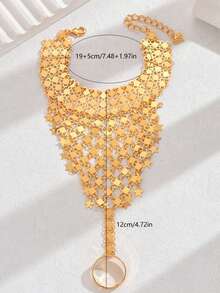 1pc Luxury Elegant Star Tassel Classic Finger Chain Bracelet, Suitable For Women's Party And Banquet Attire