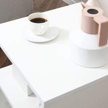 HOMCOM Square Side Table, 3-Tier End Table With Storage Shelves And Metal Frame, S-Shaped Accent Table For Living Room, Bedroom, White - 白色 - 查看 7