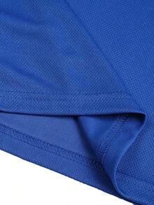 5 Pieces/Set Men's Spring And Autumn Fitness Quick Drying Breathable Long Sleeved Round Neck Sports T-Shirt Gym Boyfriend Style Men's Basic T-Shirt - Màu xanh lam - Xem 4