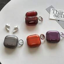 双层加厚复古半透明纯色耳机盒，带挂环，兼容苹果Pro 3/Pro 2/Pro/4/3/2，时尚耳机盒 - 彩色 - 查看 4