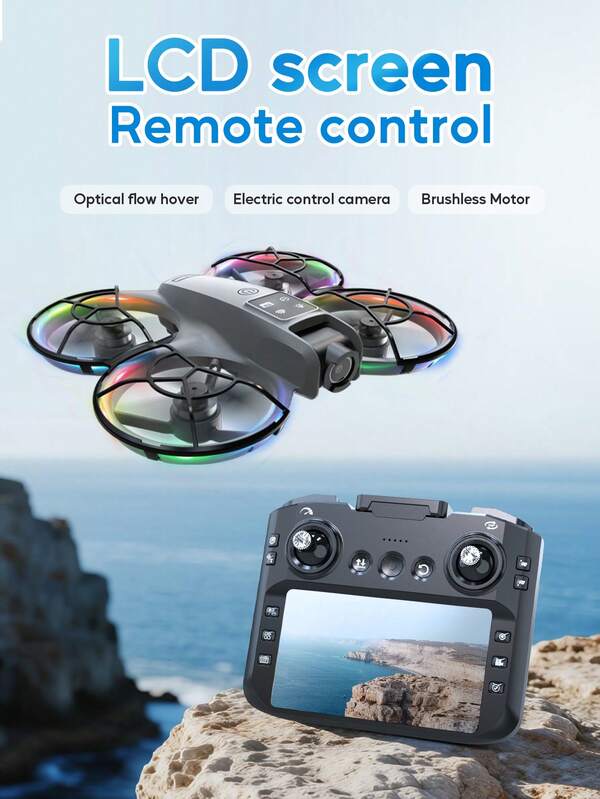 AXNEN K200 MAX Quadcopter Drone With 720P Dual Cameras - Brushless Motor, Real-Time FPV Transmission, Optical Flow Hover And Smart Obstacle Avoidance, Large Screen Remote Control (With Speed Adjustment) Perfect For Beginners As Halloween And Christmas Gifts