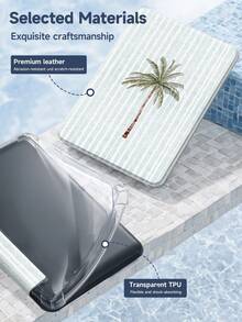 Ayotu Striped Palm Tree Pattern Protective Case, Compatible With 10.2 Inch (2021/2020, 9th/8th Gen), Galaxy Tab A8 10.5 Inch (2022), MatePad 10.4/Tab, With Pencil Slot, Auto Sleep/Wake Function, Fashionable Protective Cover - Multicolor - View 11