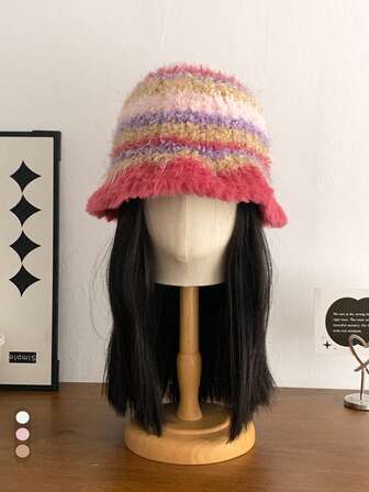 New Butterfly Colorful Metallic Tassels Jacquard Knit Beanie Hat For Women, Warm Cuffed Knitted Cap With Ear Flaps, Fashionable & Versatile, Suitable For Autumn/Winter