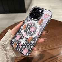 Christmas Series - Snowflakes-Pink Cup Candy And Bonbon Pattern Shockproof Protective Case Magnetic Transparent Phone Case, Suitable For IPhone 17 16 15 14 13 12 11 Pro Plus Pro Max Holiday Decoration, Suitable As A Gift, Festive Accessory - Clear - View 4