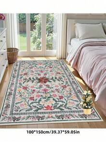 1 pièce Tapis de style boho moderne de jardin parisien floral pour le salon, tapis imprimé vintage rustique antidérapant pour la chambre, la salle à manger, le dortoir, le bureau, la décoration de la maison