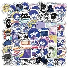 1/60张 Omori 游戏贴纸 - Aubrey、Kel - 防水贴纸，DIY 贴纸，适用于笔记本电脑、手机、水瓶，生日、圣诞节、万圣节、感恩节礼物 - 光面，多种形状 - 彩色 - 查看 1