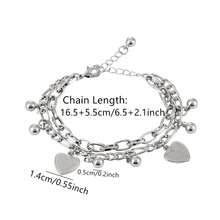 Pulsera nueva de acero inoxidable con forma de corazón de doble capa, joyería de moda de acero inoxidable, versátil y