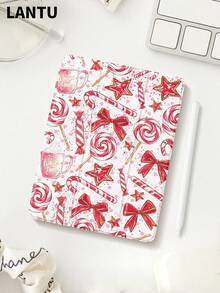 1pc Cute Christmas Bow Candy Polka Dot Pattern Flat Protective Case, Compatible With IPad 10.2" / IPad Pro 11" 2020/2021, IPad (A16) 11" 11th Gen 2025 IPad 9th/10th, IPad Air 4th 10.9", Galaxy Tab S6 Lite 10.4", /, Anti-Drop, With Pencil Slot, Support Sleep/Wake, Romantic Gift