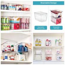 8 Pack Stackable Storage Bins With Lids, Large Plastic Containers With Handle Pantry Organization And Storage, Kitchen, Fridge, Cabinet, Bathroom Organizer - 8 + L(11 英吋長 x 7.5 英吋寬 x 6 英吋高) - 查看 2
