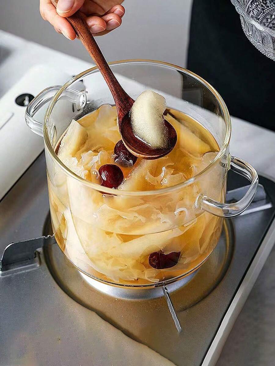 1pc Glass Pot Healthy Pot High Boron Heat-Resistant Thick Glass Pot For Stewing Soup On Open Flame, With Lid, Suitable For Mulled Wine - Clear - View 1