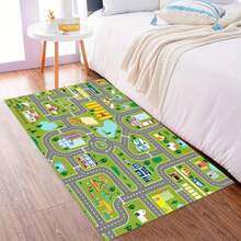 1 Stück Samt 830g/m² + rutschfester Spinnvlies-Boden rechteckige Matte, hochauflösend bedrucktes Muster mit doppelt genähten Kanten, geeignet für Badezimmer, Spielzimmer, Wohnzimmer, Schlafzimmer, 1 Stück bunte Straßenmuster Matte, cartoon bedruckte Matte, große Größe Spielmatte, waschbare Krabbelmatte, geeignet für Kindergarten, Innenraum, Schule, Wohnheim, Kindertagesstätte, Weihnachtsgeschenk - Verschiedenfarbig - Übersicht 1