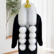 Bufanda de felpa con hebilla magnética para mujer, elegante, de color liso, cálida, para invierno, con cuello peludo, versátil, para uso diario. - lechoso - Ver 6